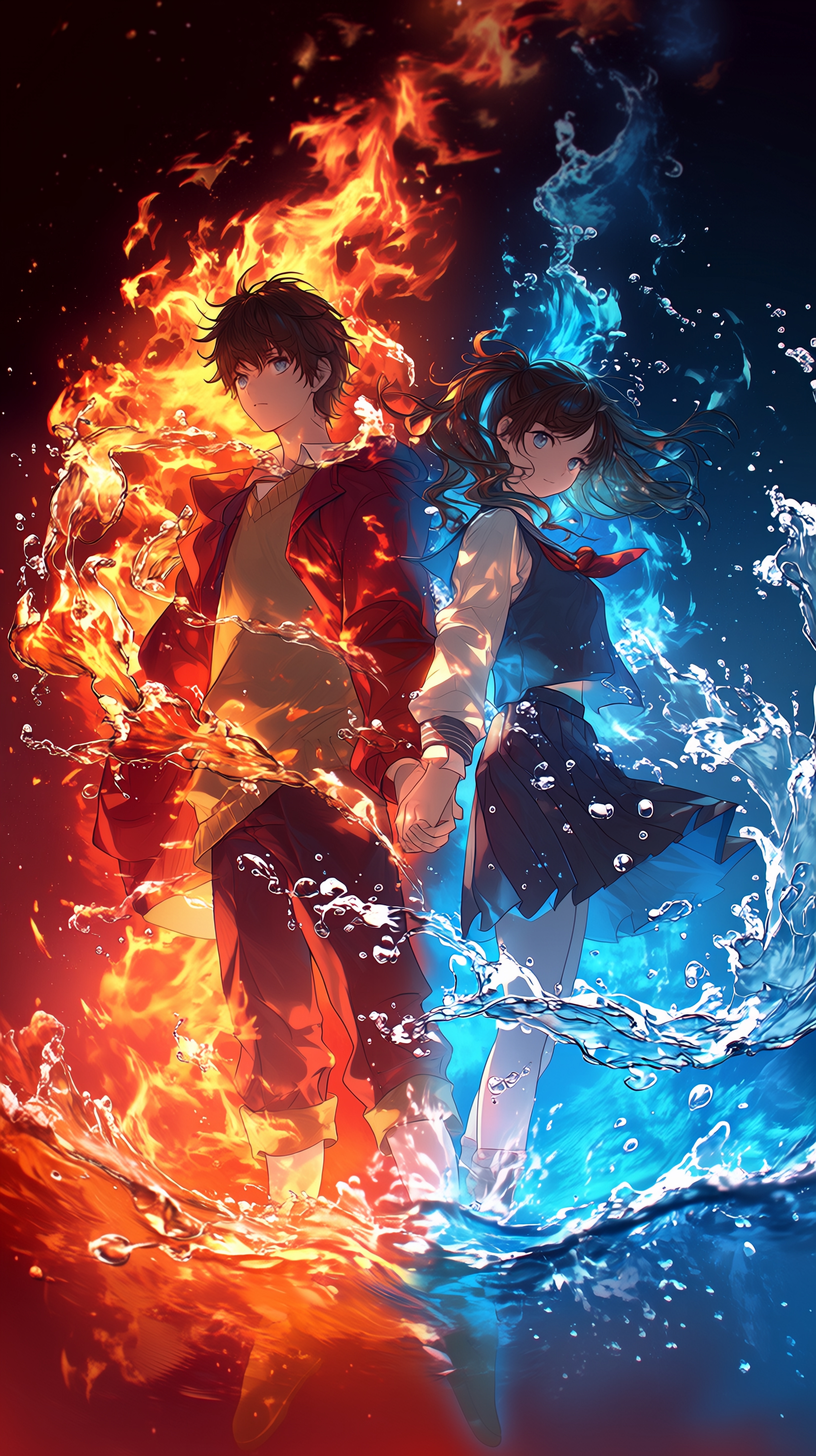 炎と水　双子の兄妹 | の人気AIイラスト・グラビア