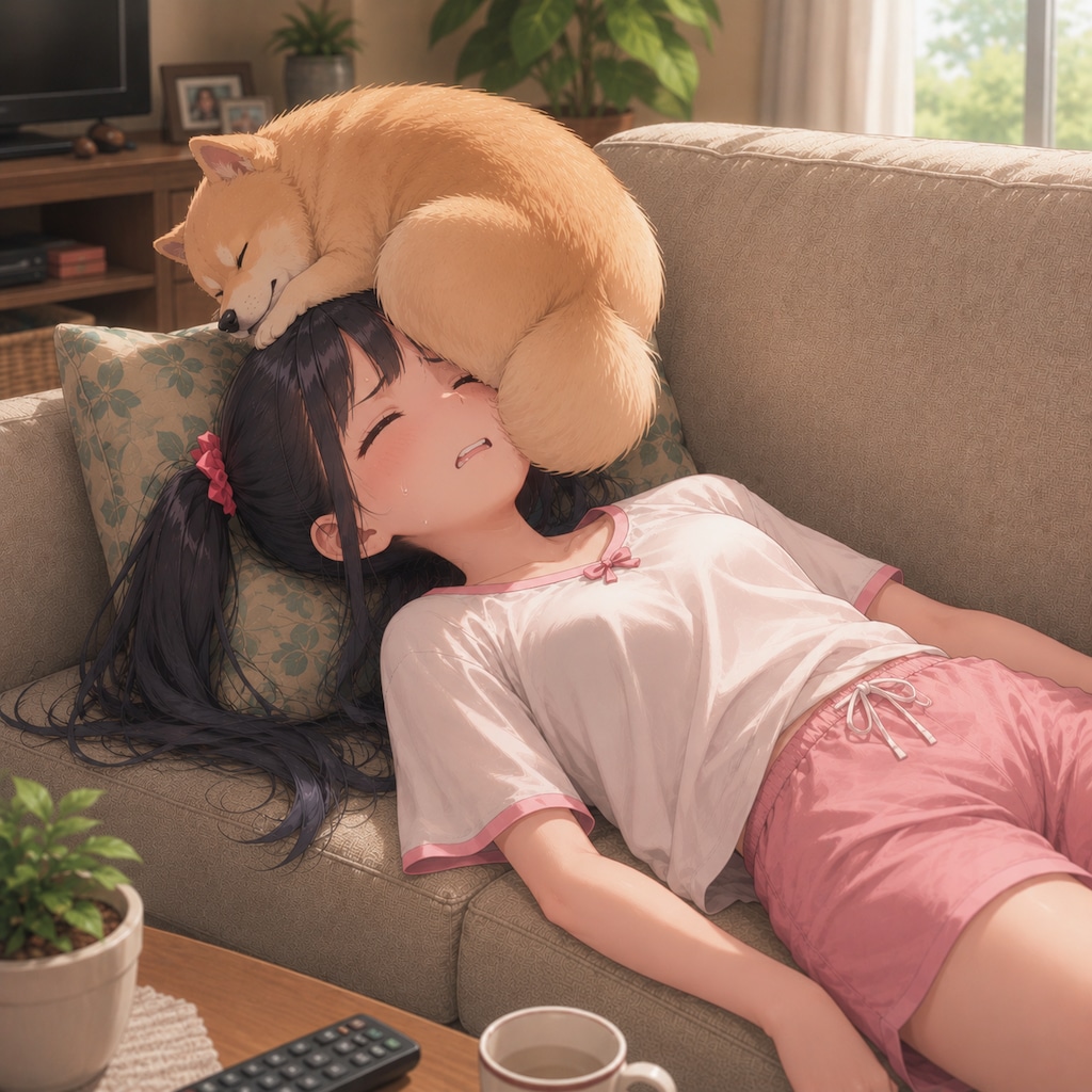 油断していると顔に乗ってくる犬