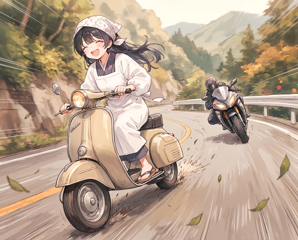 シニアカーの少女