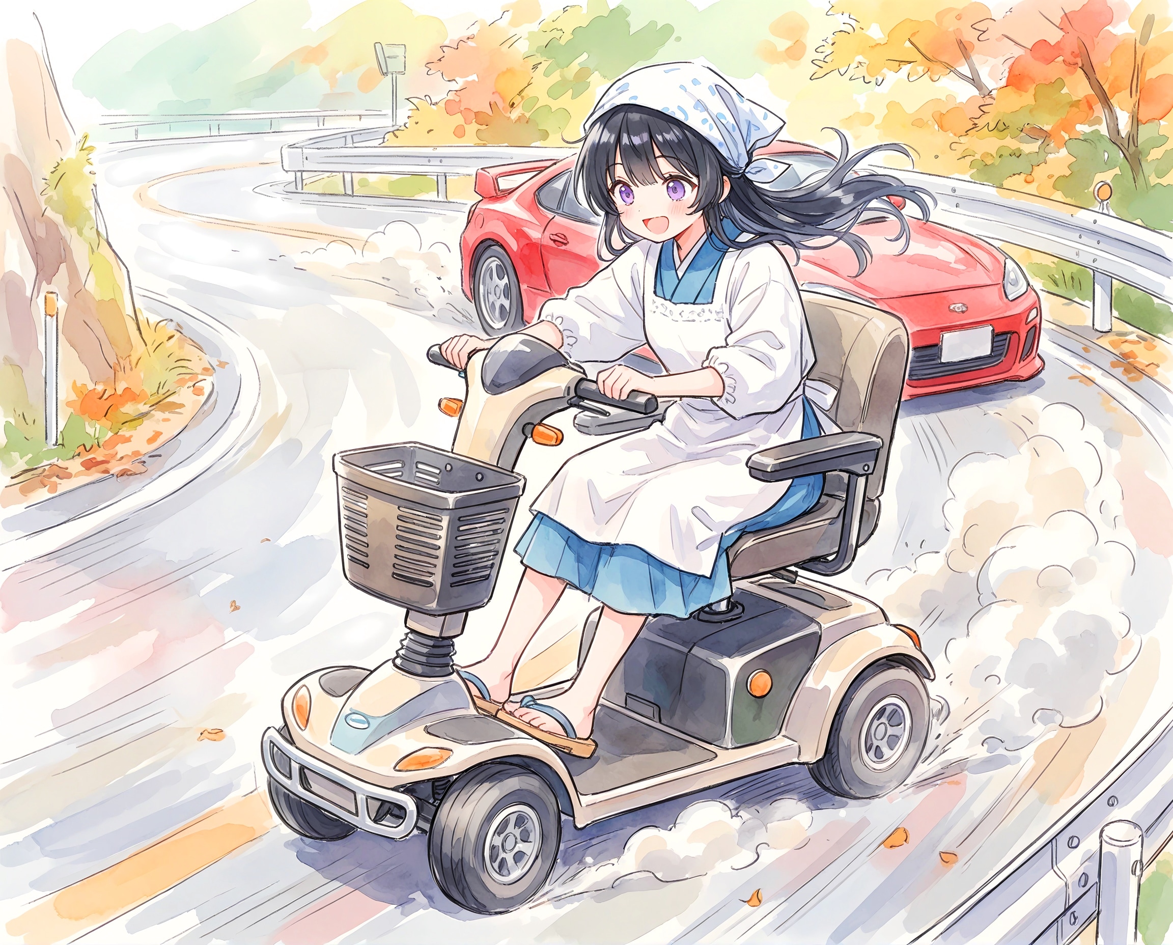 シニアカーの少女 | の人気AIイラスト・グラビア