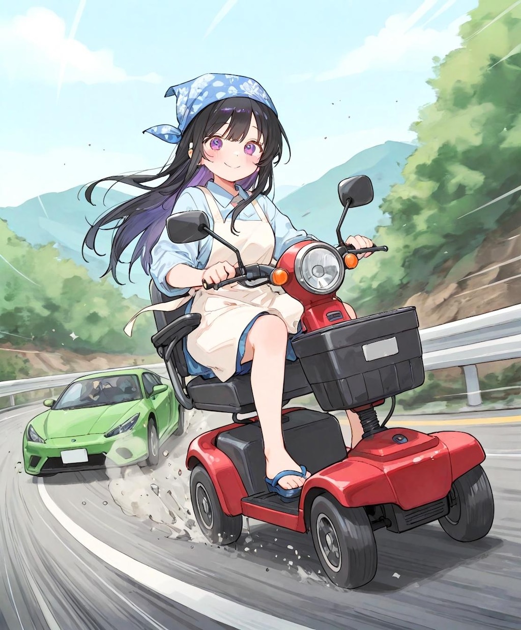 シニアカーの少女