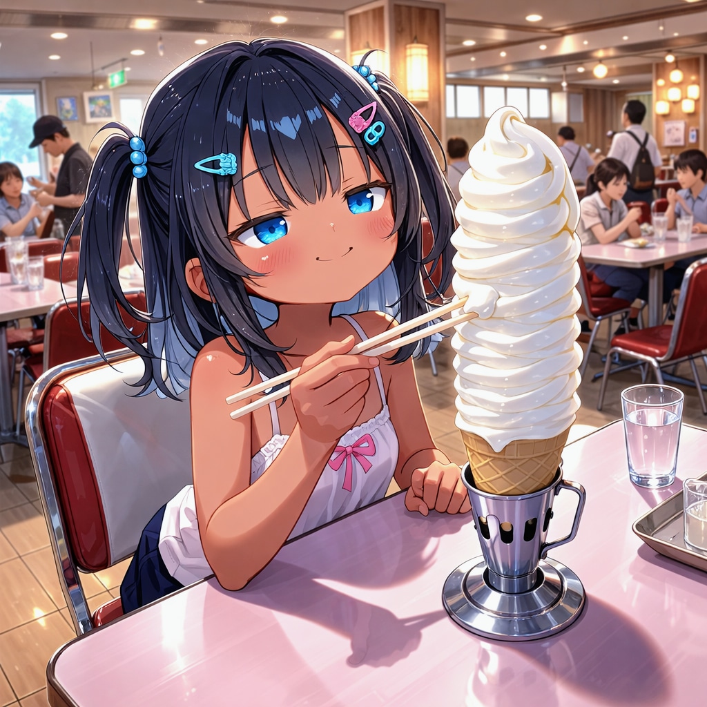 マルカンでソフトクリームを食べるこなつちゃん