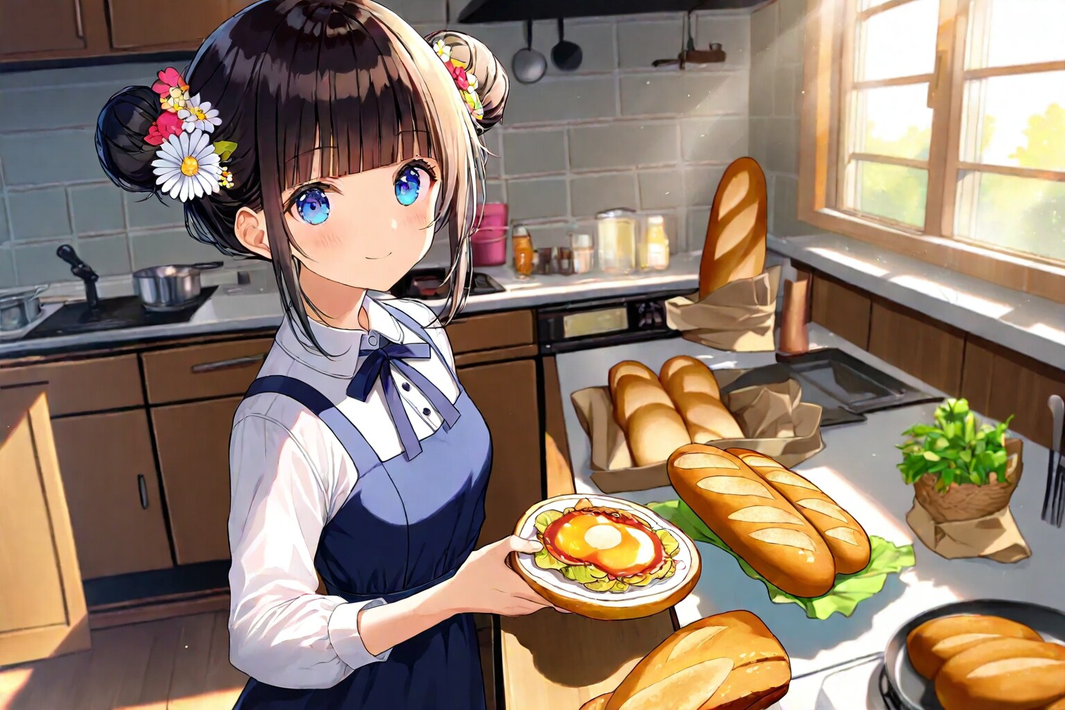 おだんごちゃん🍡と朝ごはん🥖🍞✨ | の人気AIイラスト・グラビア