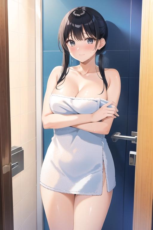 お風呂上がりバスタオル巨乳さん