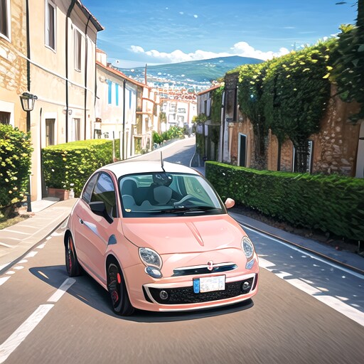 イタリアの町と車