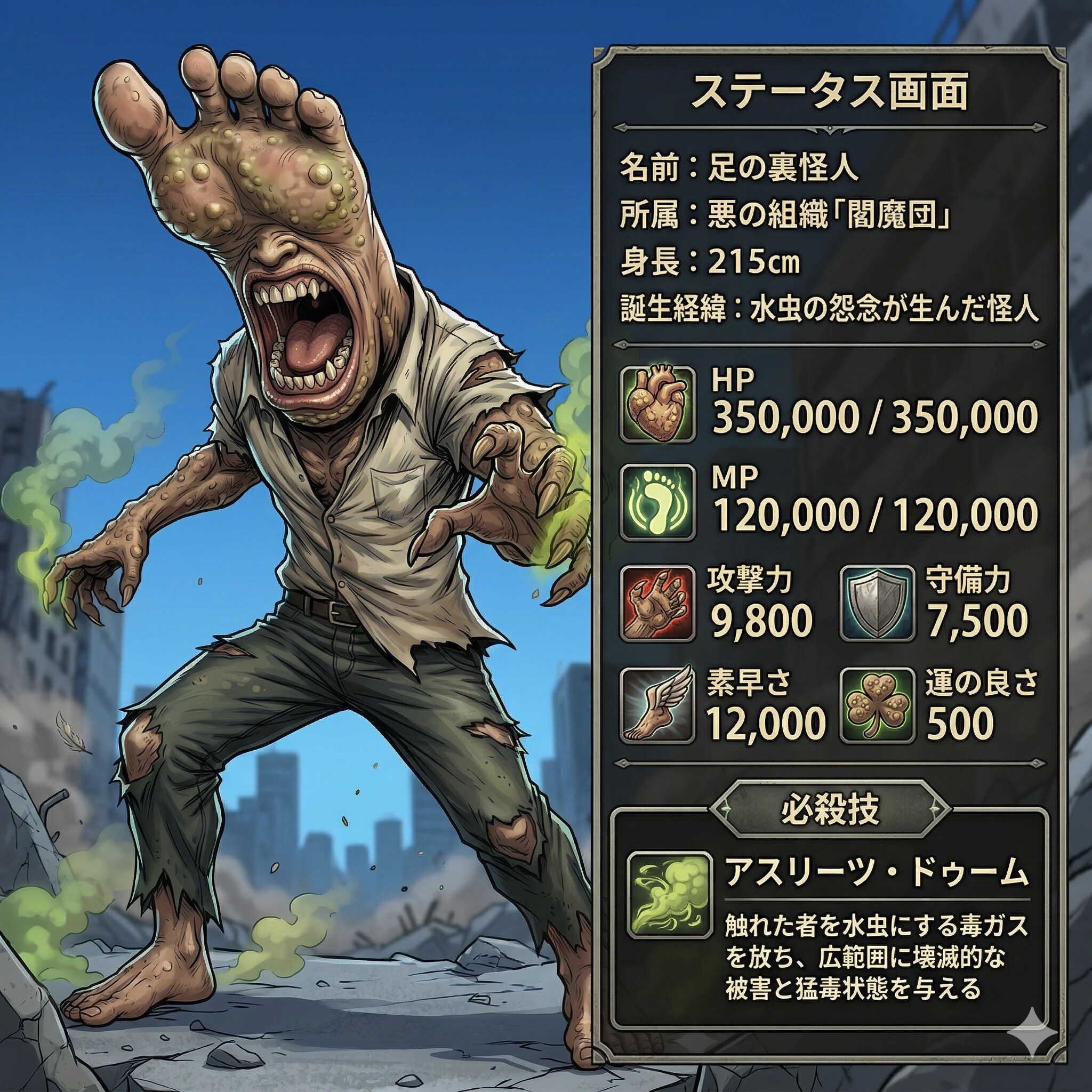 足の裏怪人のステータス