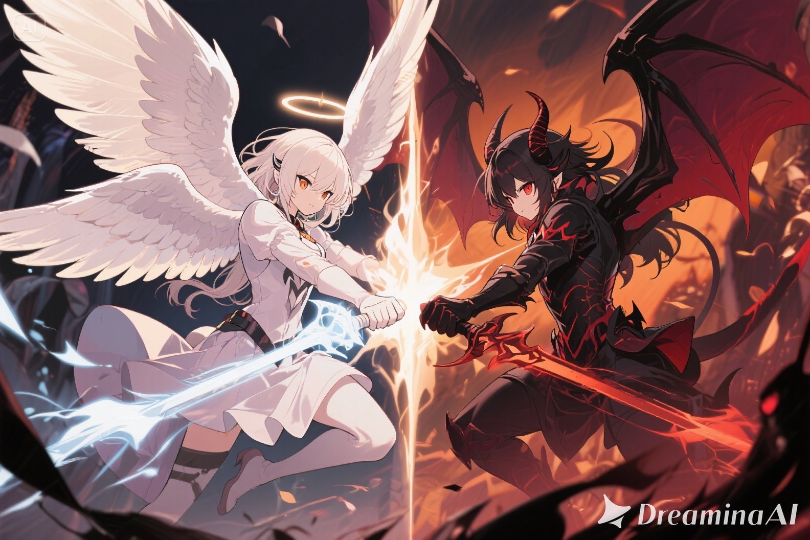 天使と悪魔の戦い | の人気AIイラスト・グラビア