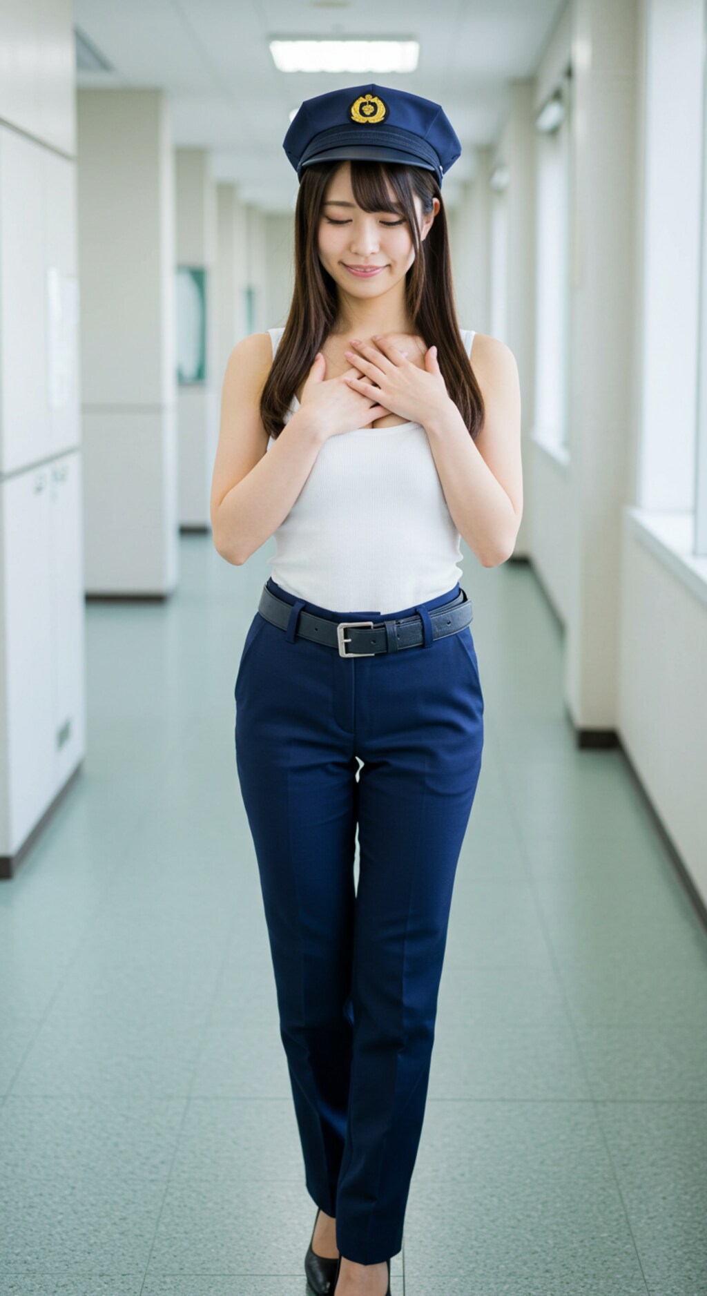 リアルかっこかわいい婦警のロマンティックな憩い