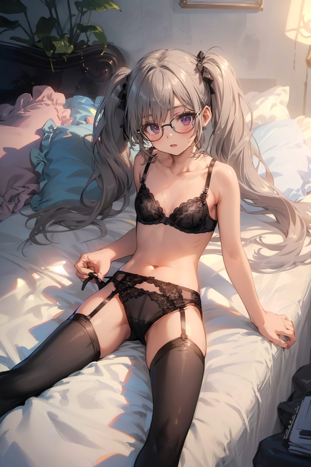 下着の眼鏡っ娘