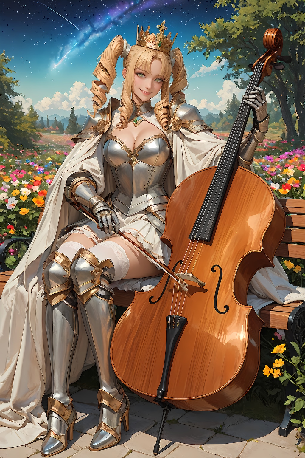 コントラバスを弾く姫騎士