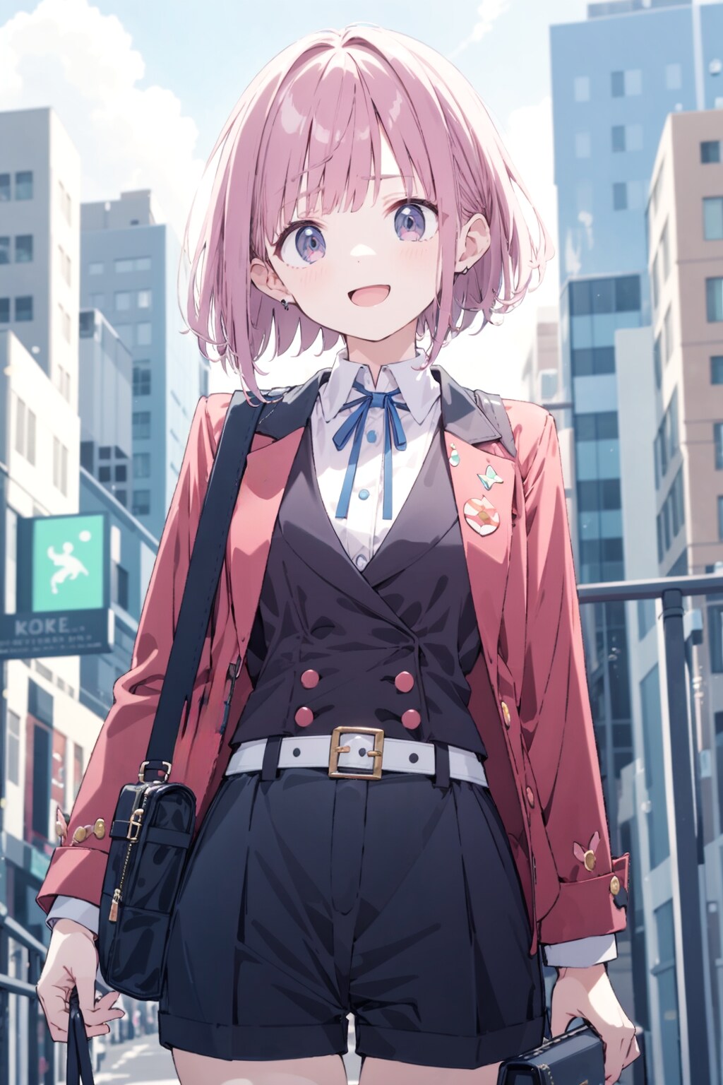 トレリス柄ブレザーとテーラード・ショーツ