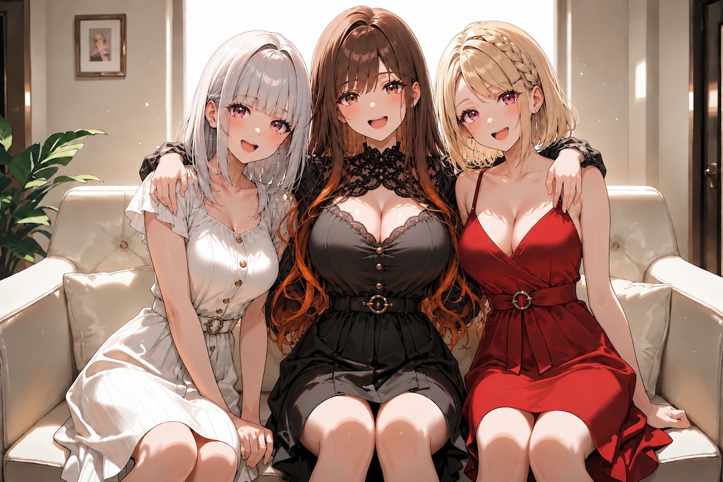 美女に囲まれてお姉さん嬉しいわ～💕