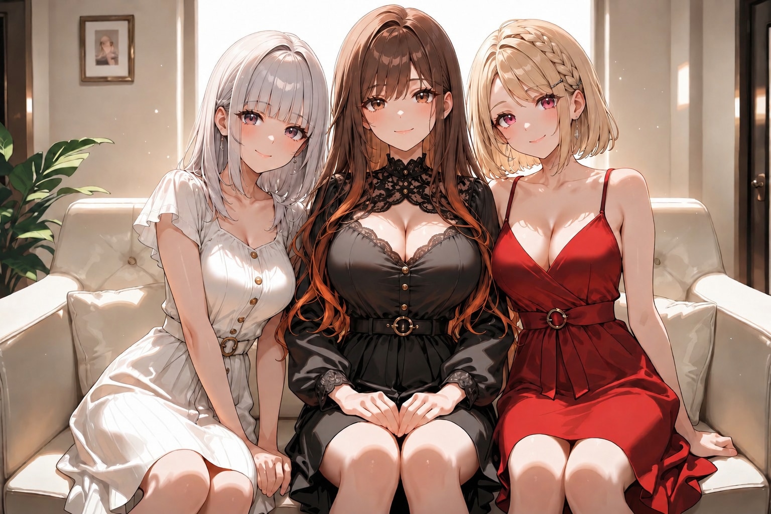 美女に囲まれてお姉さん嬉しいわ～💕 | の人気AIイラスト・グラビア