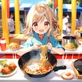 手から焼きそばを出す女の子(モデル比較有り) 3枚目