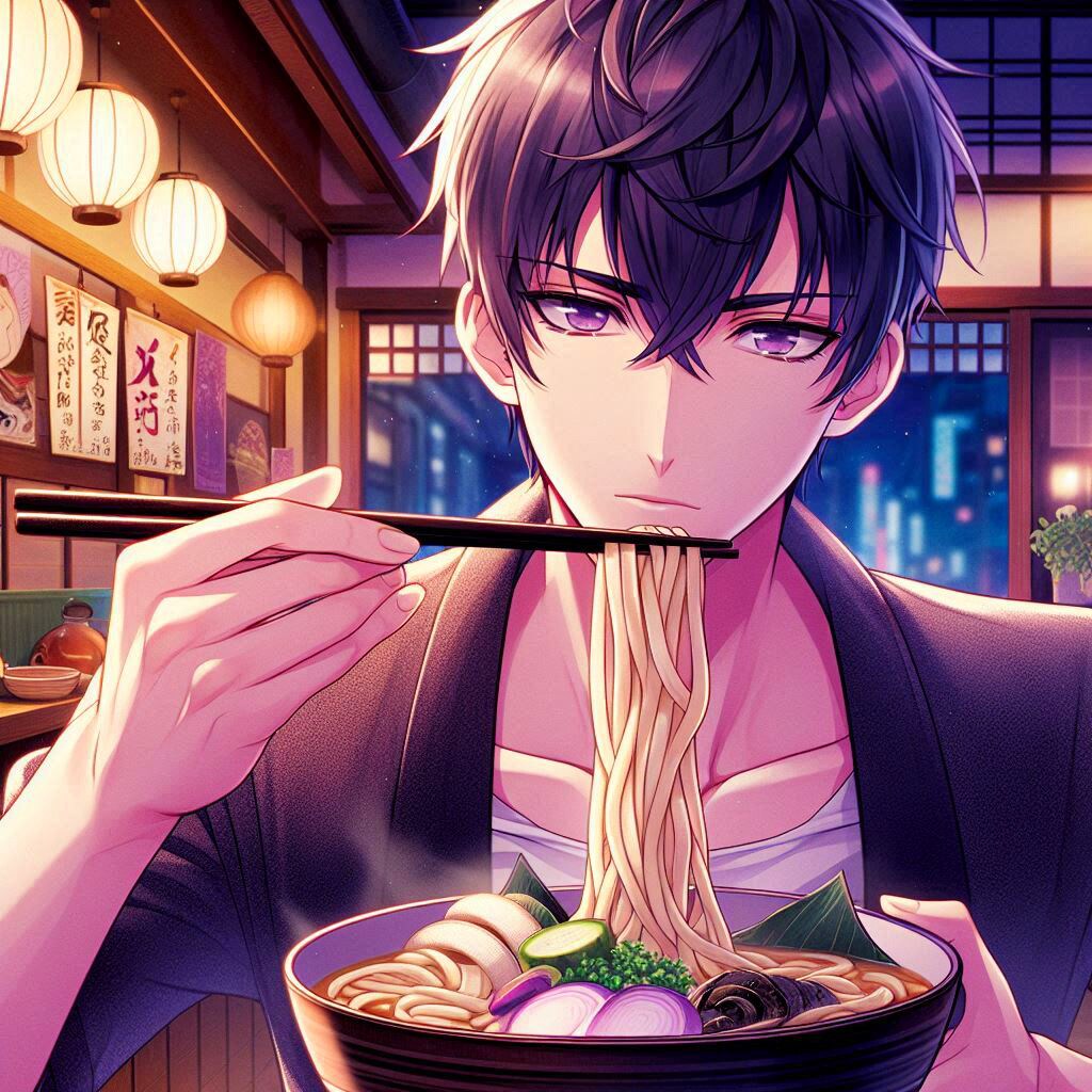 うどんを食べている、黒髪短髪男性～その1(12枚) | の人気AIイラスト・グラビア