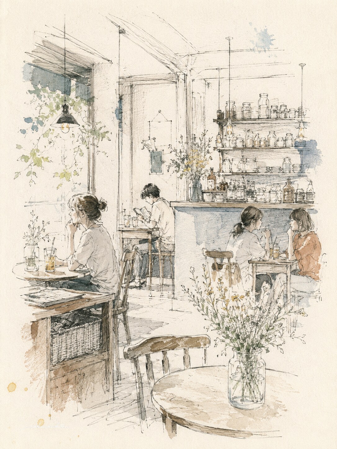 カフェにて
