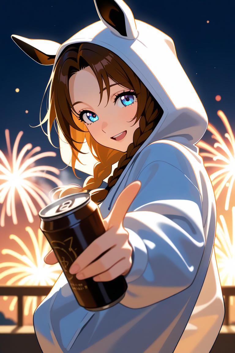 ウマ耳フードで冬花火 | の人気AIイラスト・グラビア