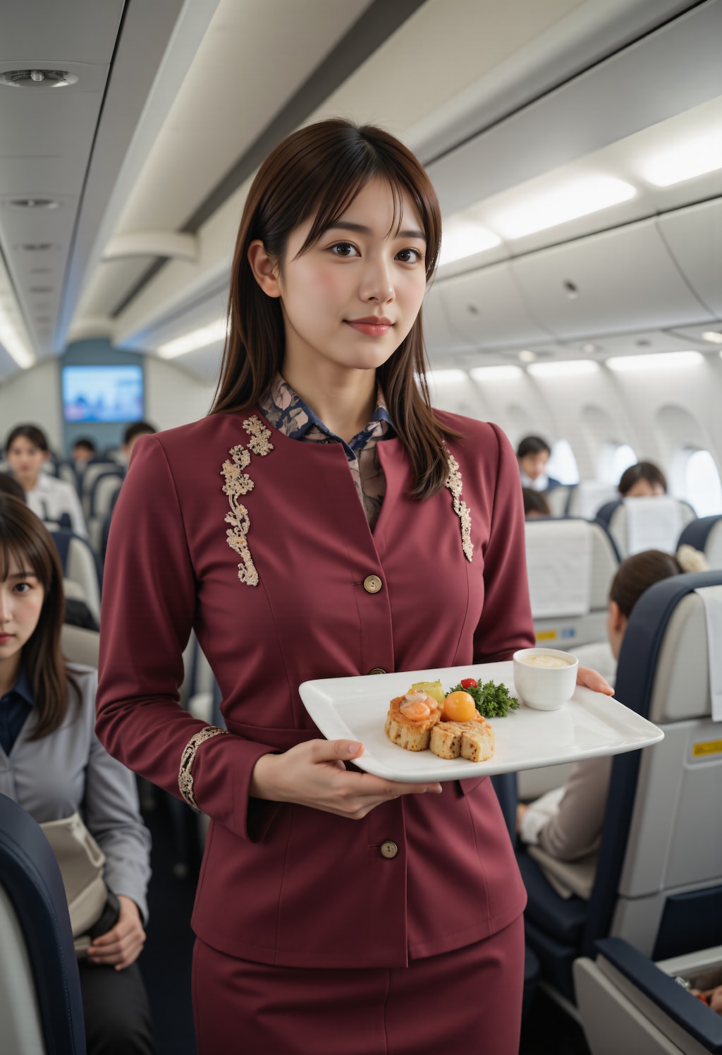 機内で働く客室乗務員