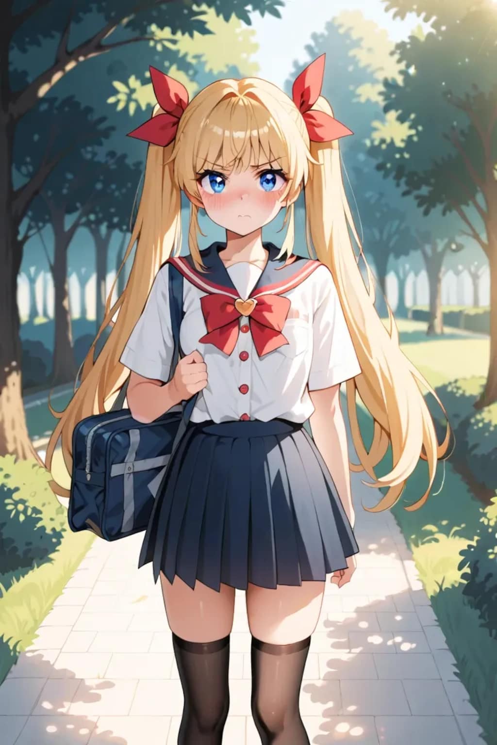 照れたツインテ女子高生✨可愛すぎ！