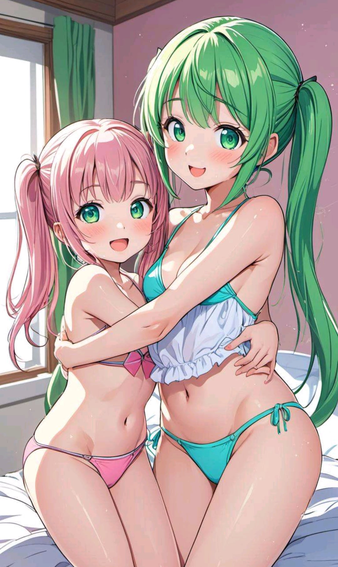 ハグする小さな姉妹