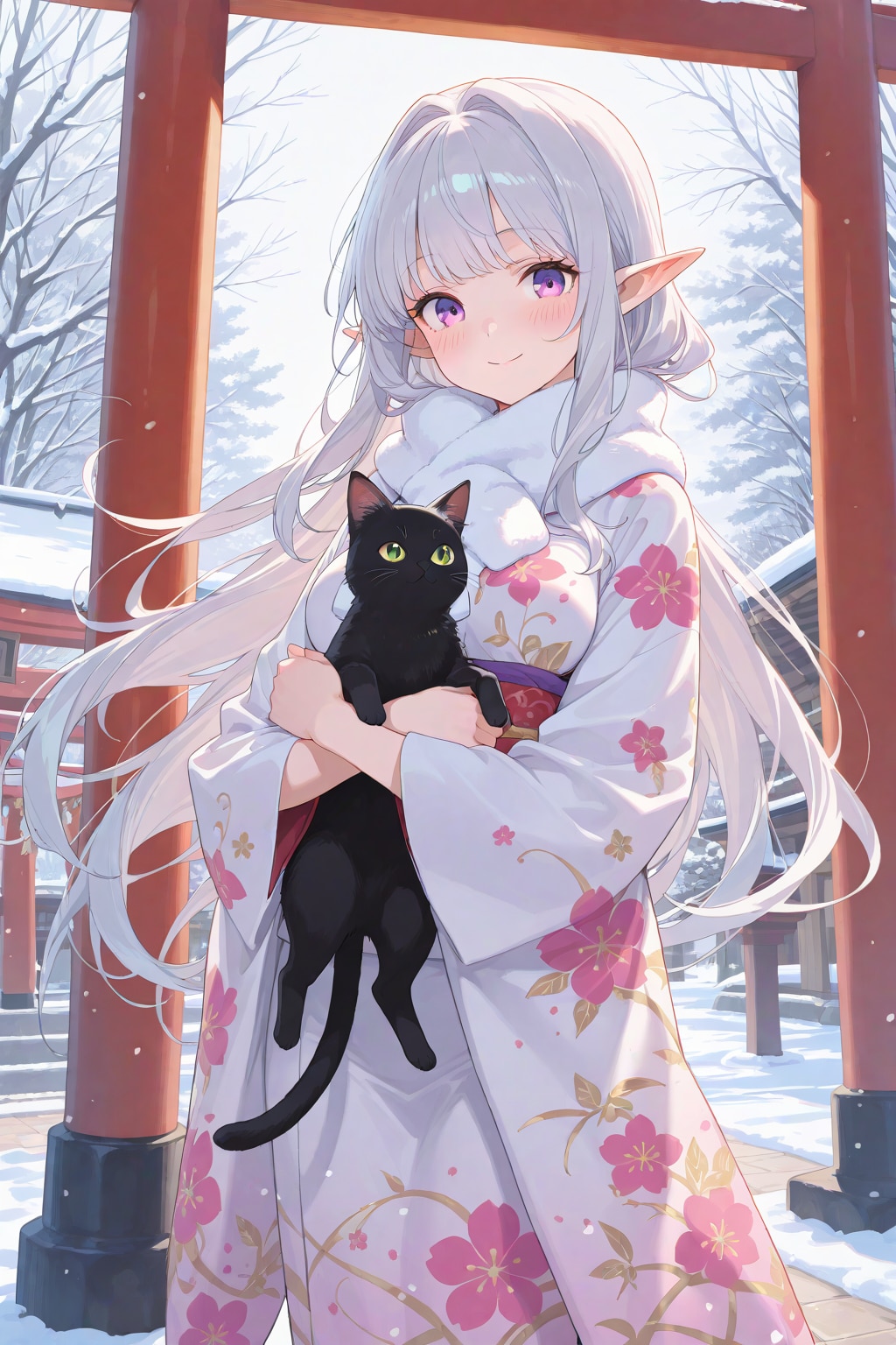 初詣ですよ、エルフさん。