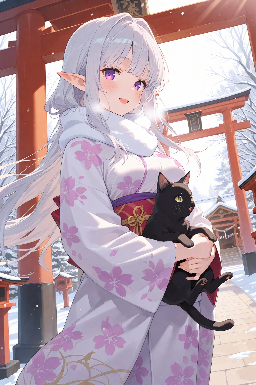 初詣ですよ、エルフさん。