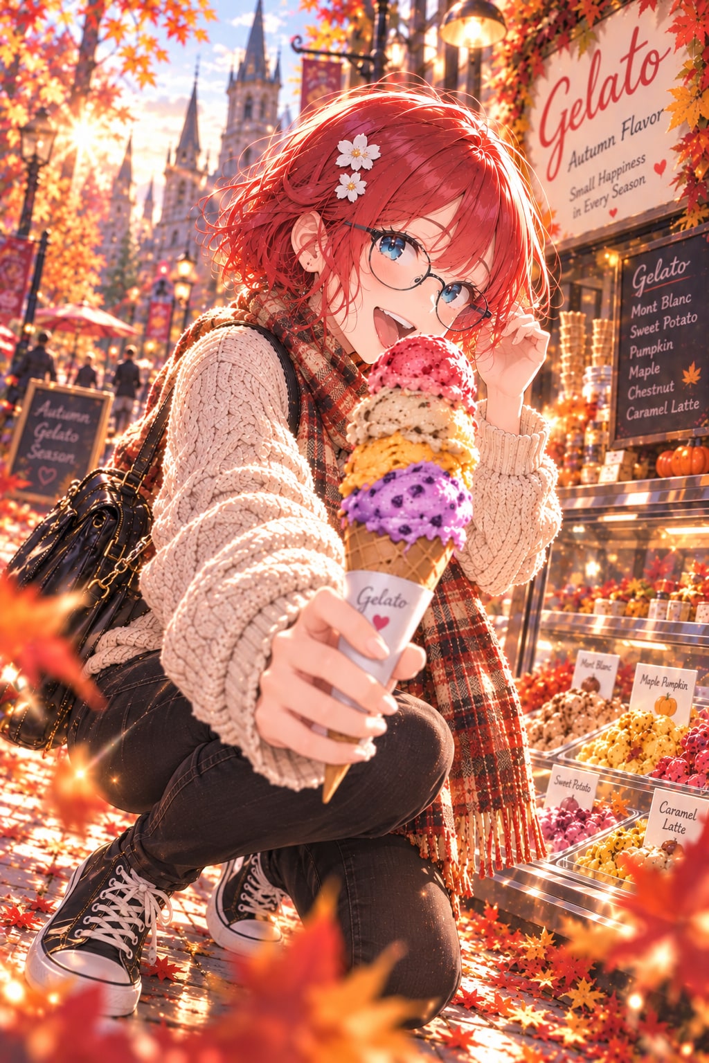 紅葉色の街角で、ひとくちジェラート