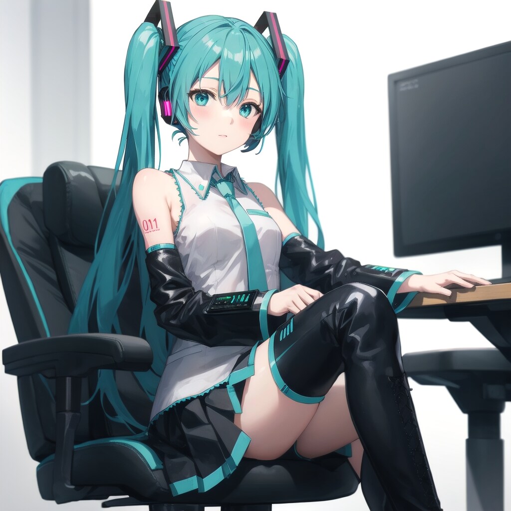 ❄️初音ミクさん、ゲーミングパソコンで遊んでいる