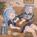 ソファーで疲れて寝てるスーパーメイドちゃん 3枚目