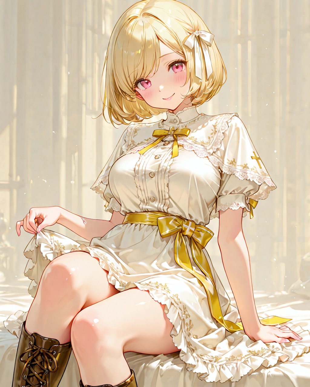 黄色いリボンの女の子