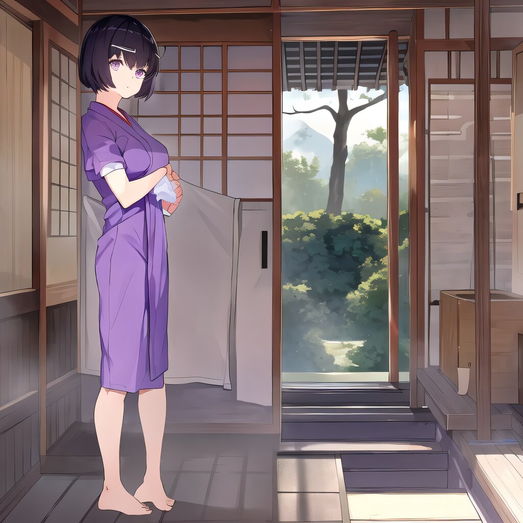 黒髪ボブで着物の少女