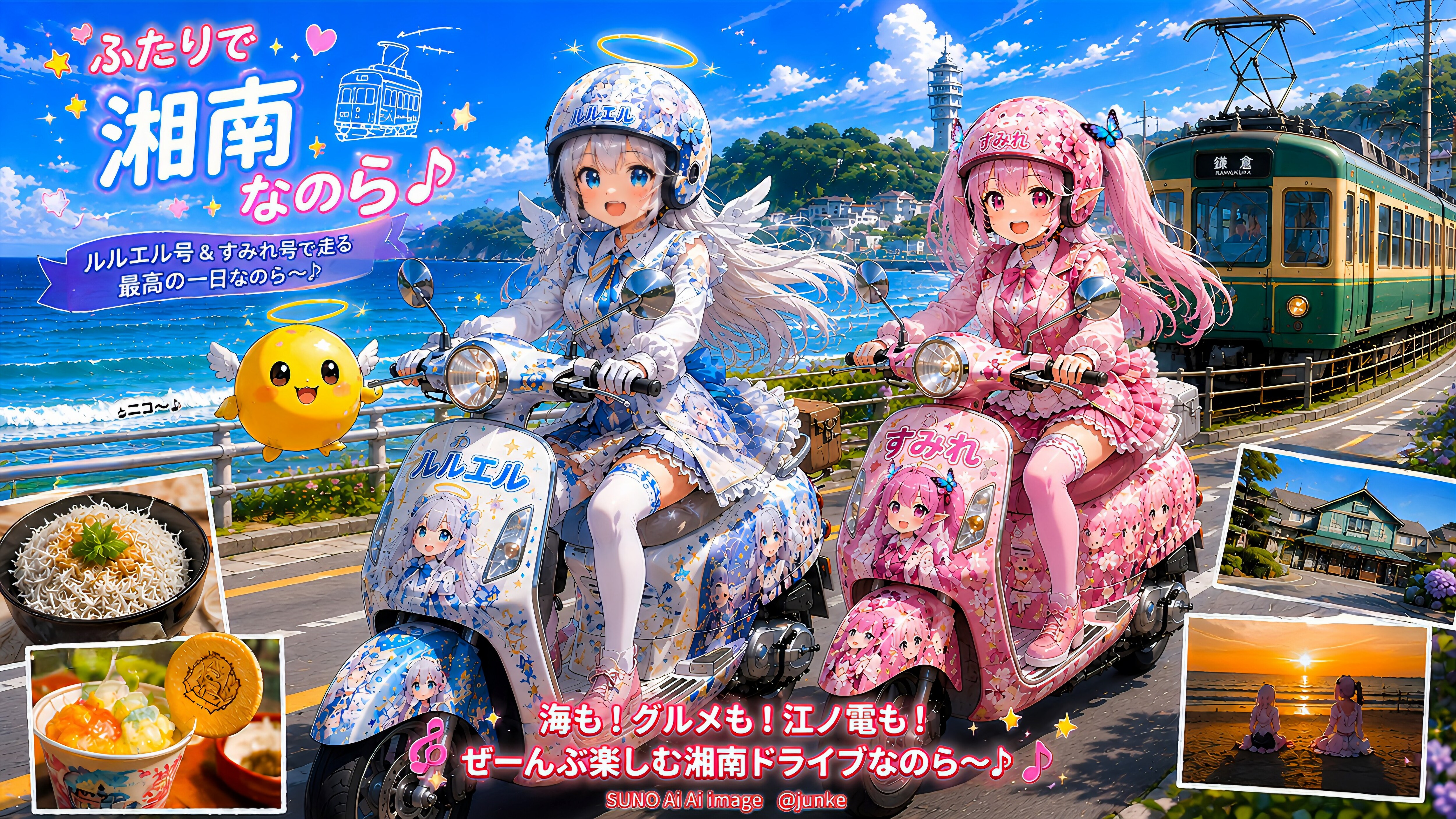 すみれちゃん＆ルルエルちゃん痛スクーター | の人気AIイラスト・グラビア