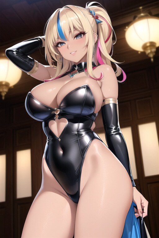 黒ラバー衣装のギャル達
