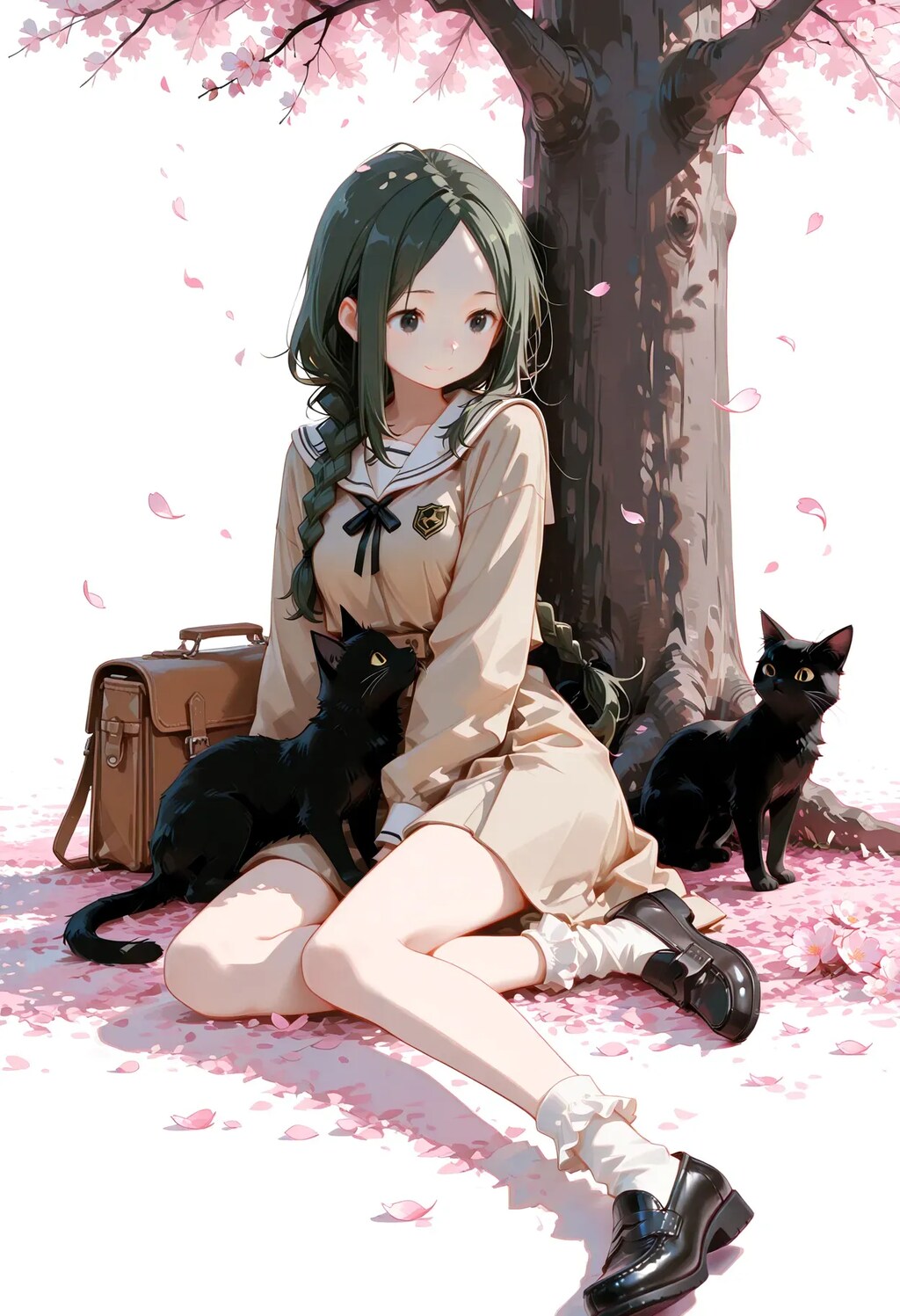 舞い散る桜の木の下で