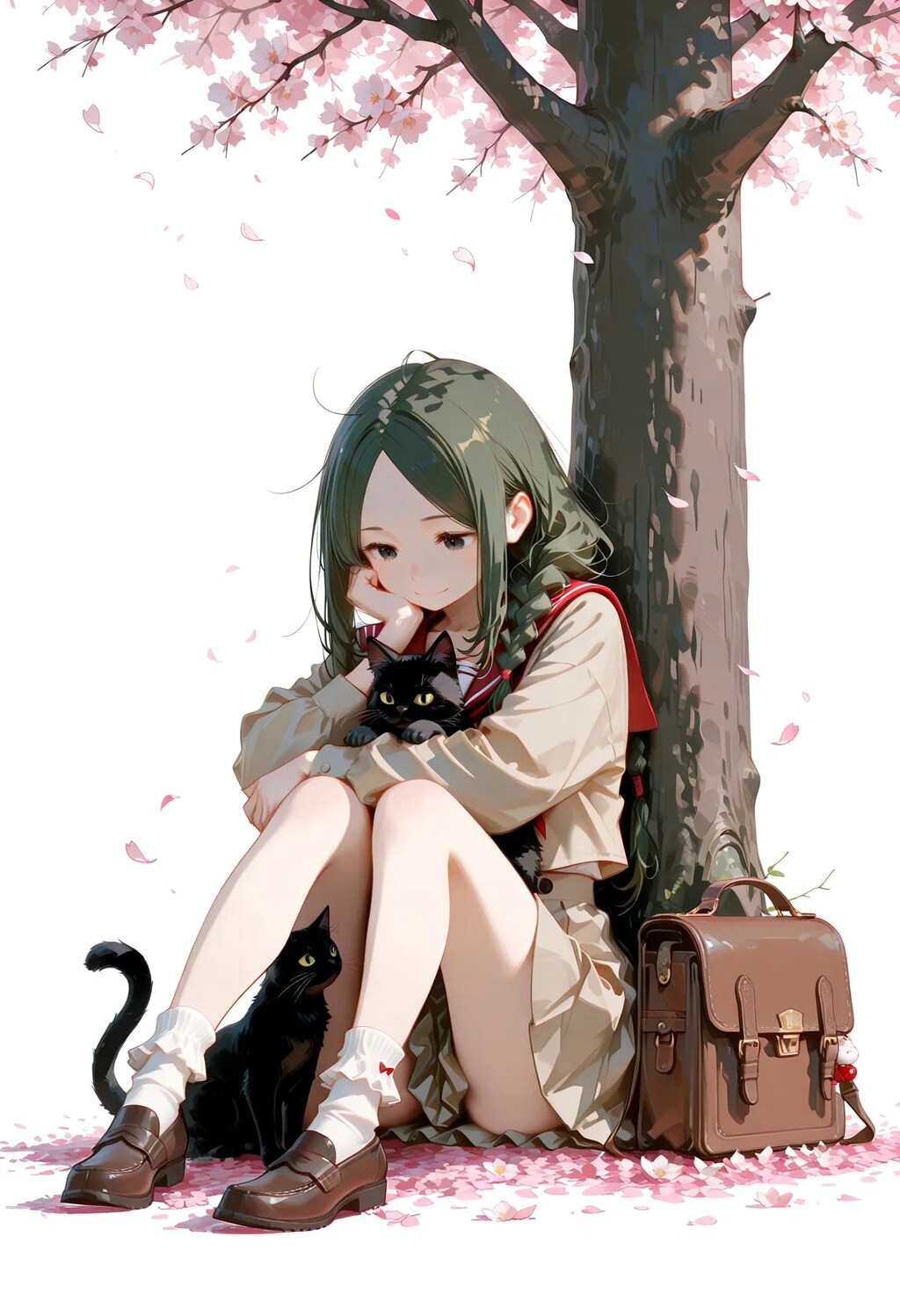 舞い散る桜の木の下で
