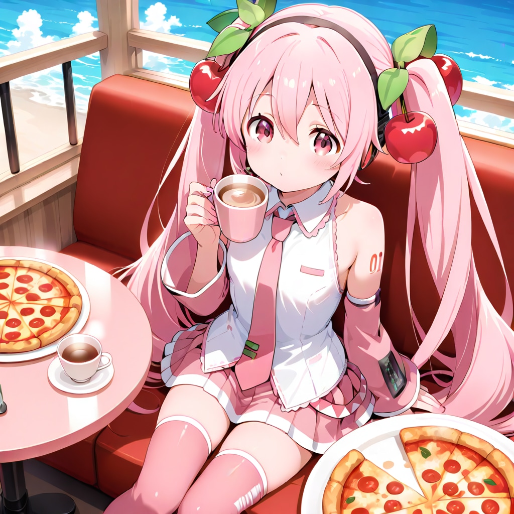 HARPY 桜ミク 海の見えるレストラン | の人気AIイラスト・グラビア