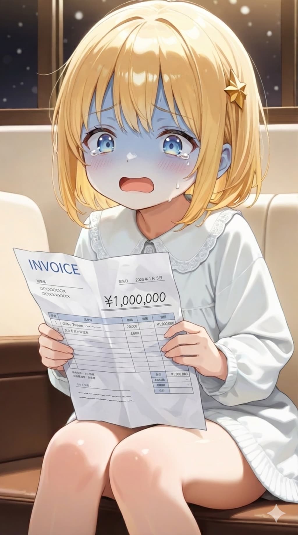 金の玉のお菓子を頬張る少女が・・・