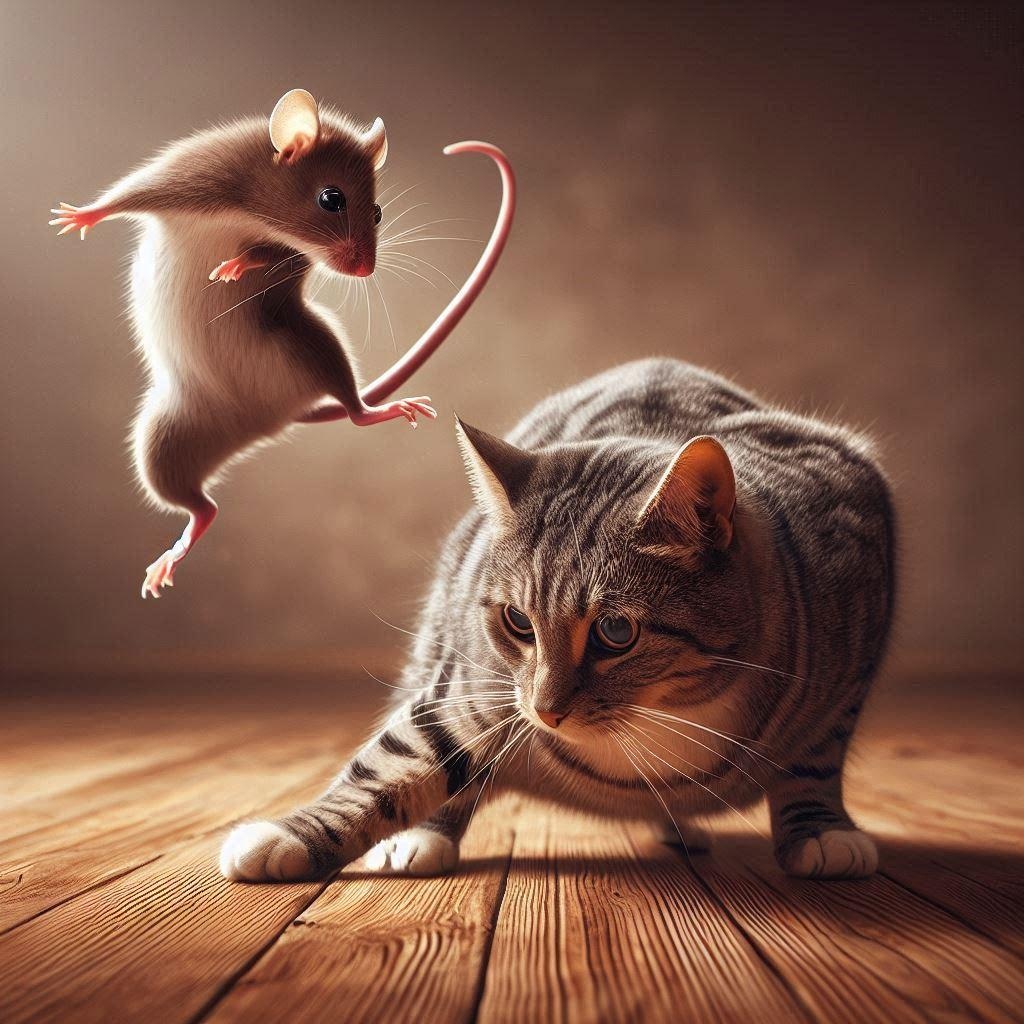 ネズミに夢中の猫