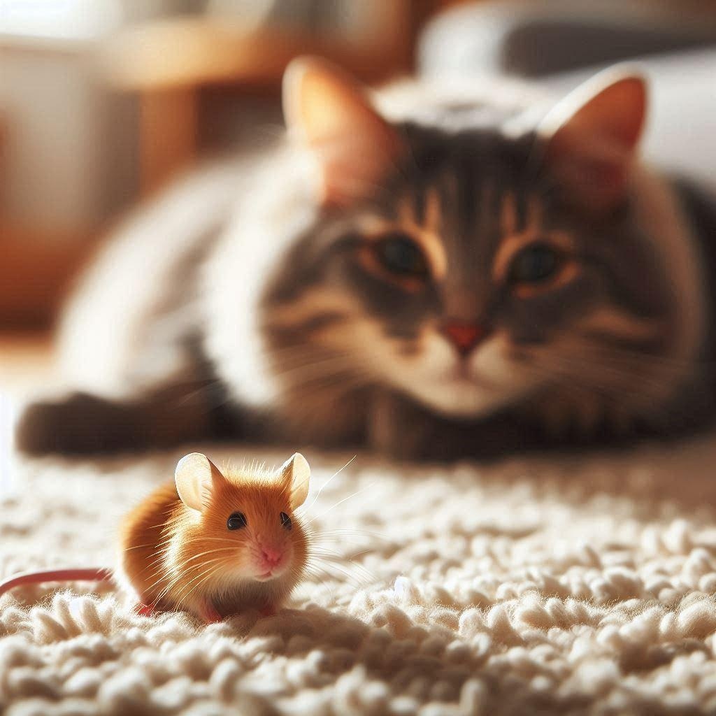 ネズミに夢中の猫