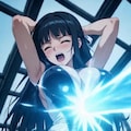 （二つの必殺技の融合技で氷の彫像と化し消滅する🩷ハイレグ美少女のパラパラ疑似アニメ♪）シャイン・アクア・イリュージョン＋クレッセント・ビームの融合冷凍ビーム！ 4枚目