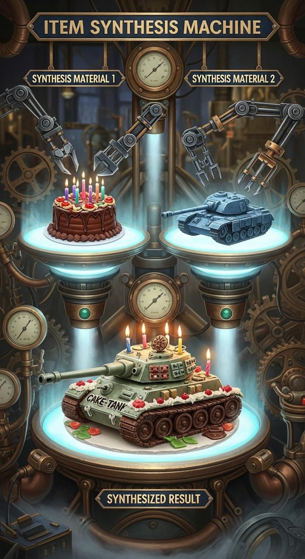 ケーキ＋戦車で合成