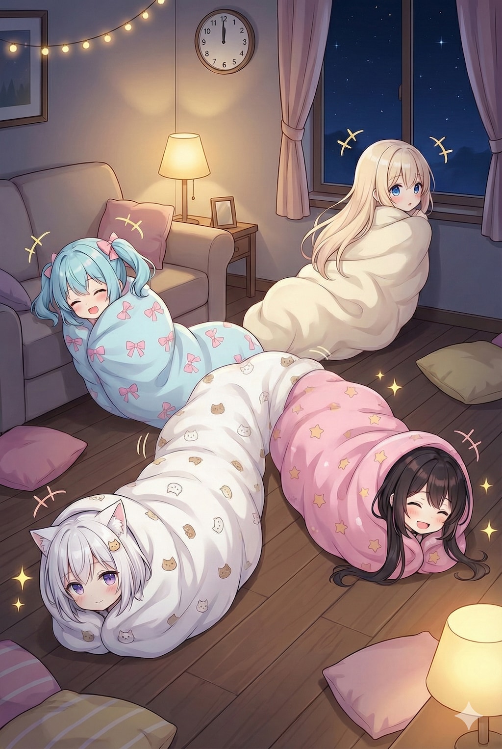 みんなでもじもじの果てにおやすみ💤