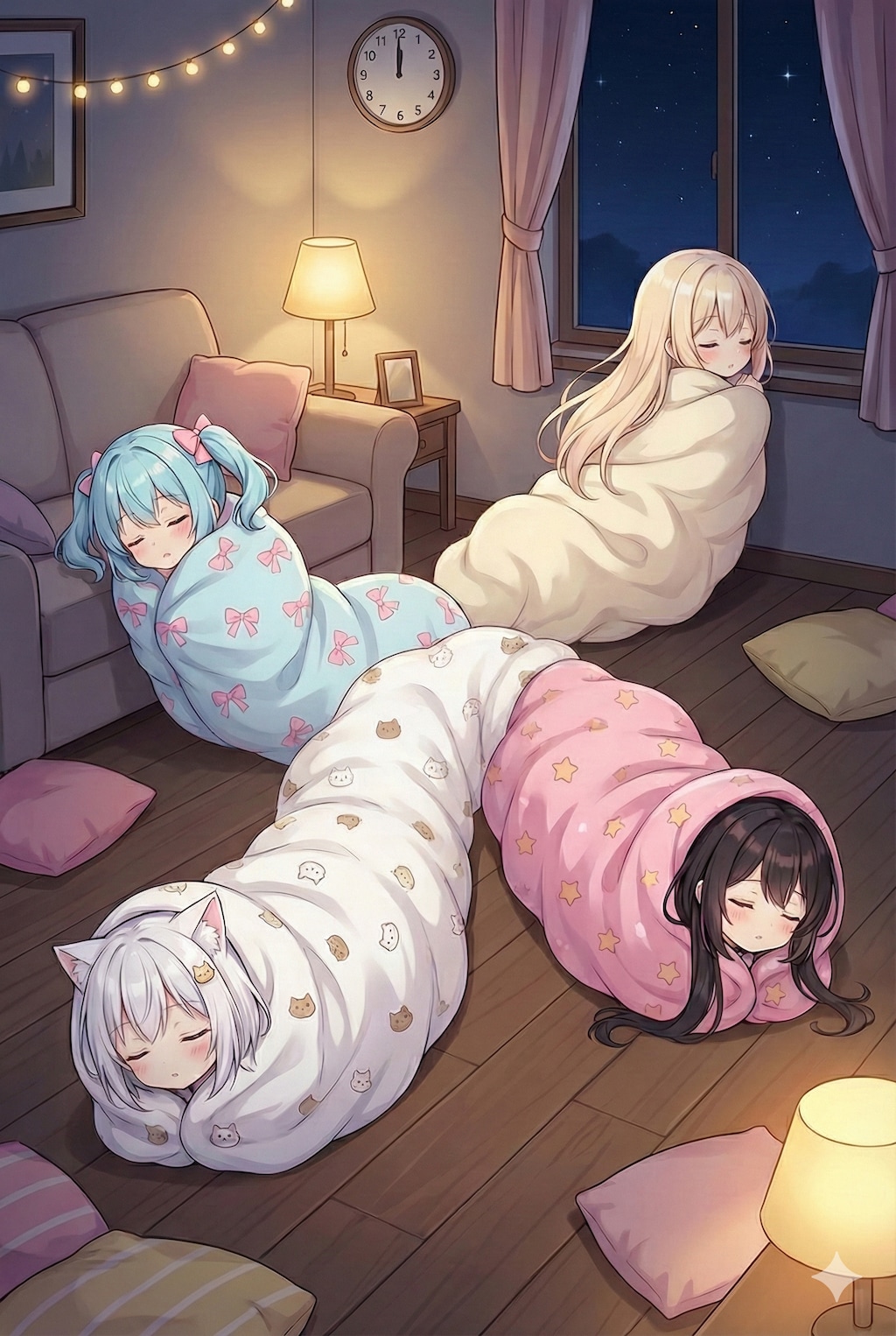 みんなでもじもじの果てにおやすみ💤