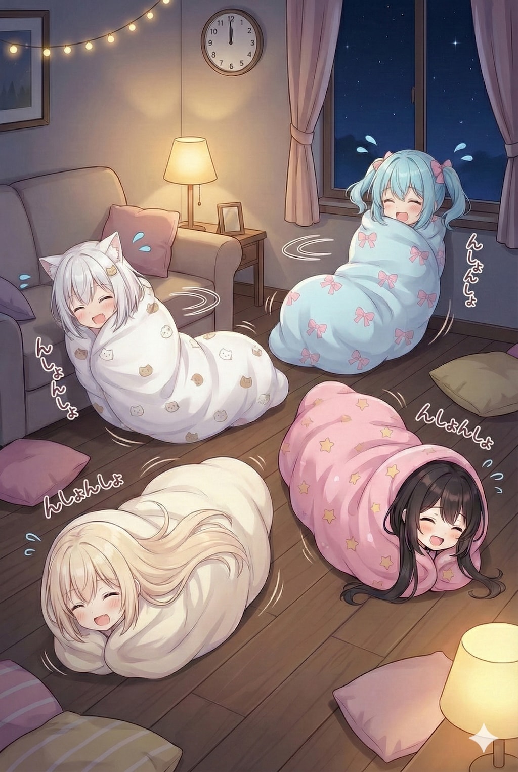 みんなでもじもじの果てにおやすみ💤