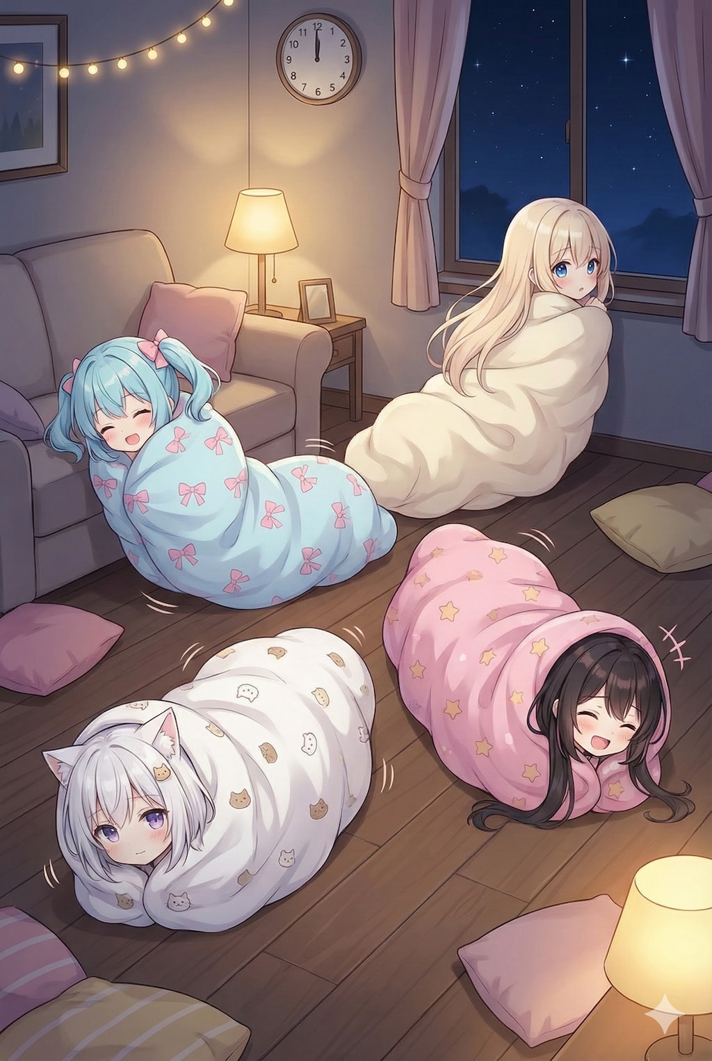 みんなでもじもじの果てにおやすみ💤