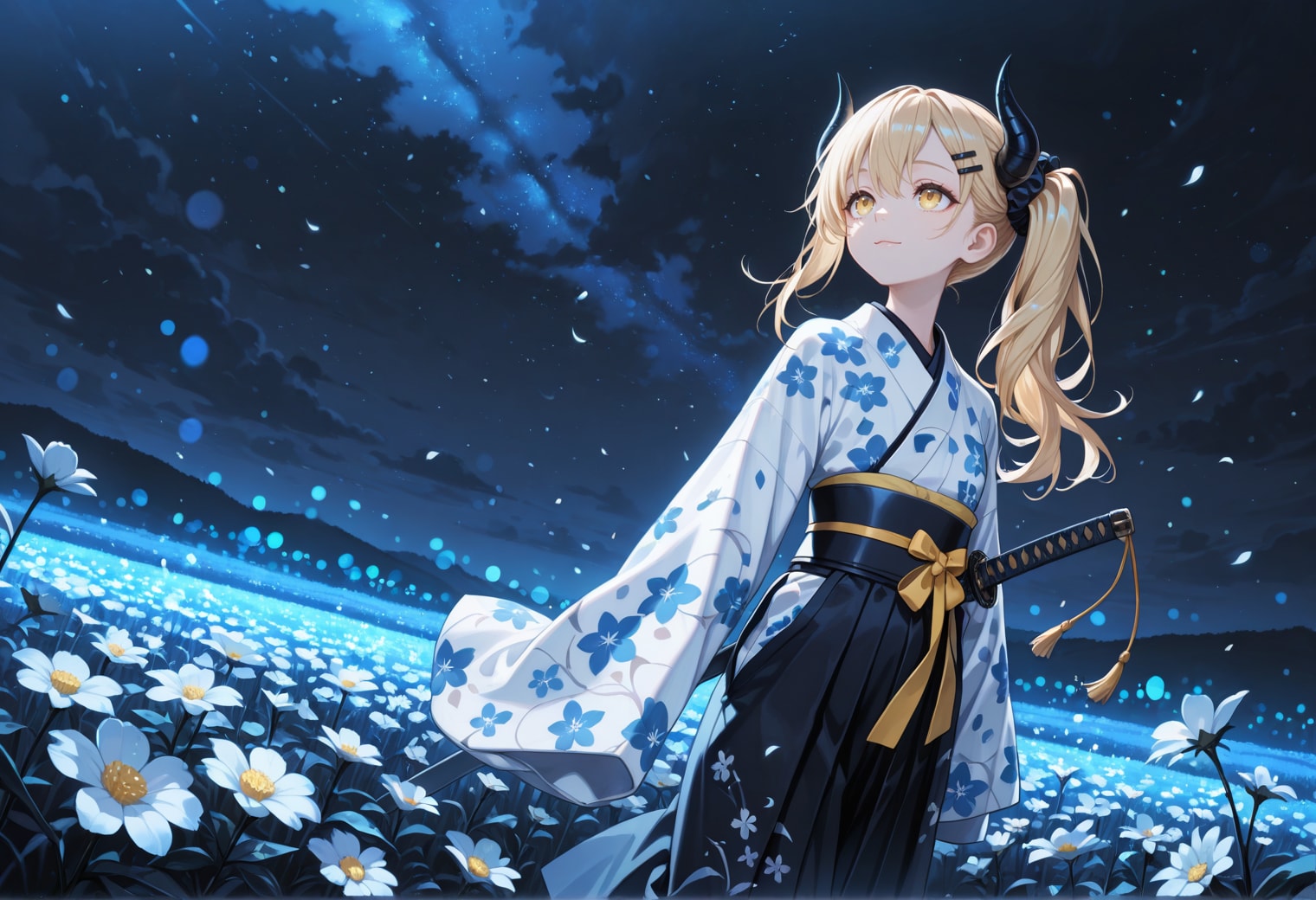 星空と花畑と女鬼高生さん