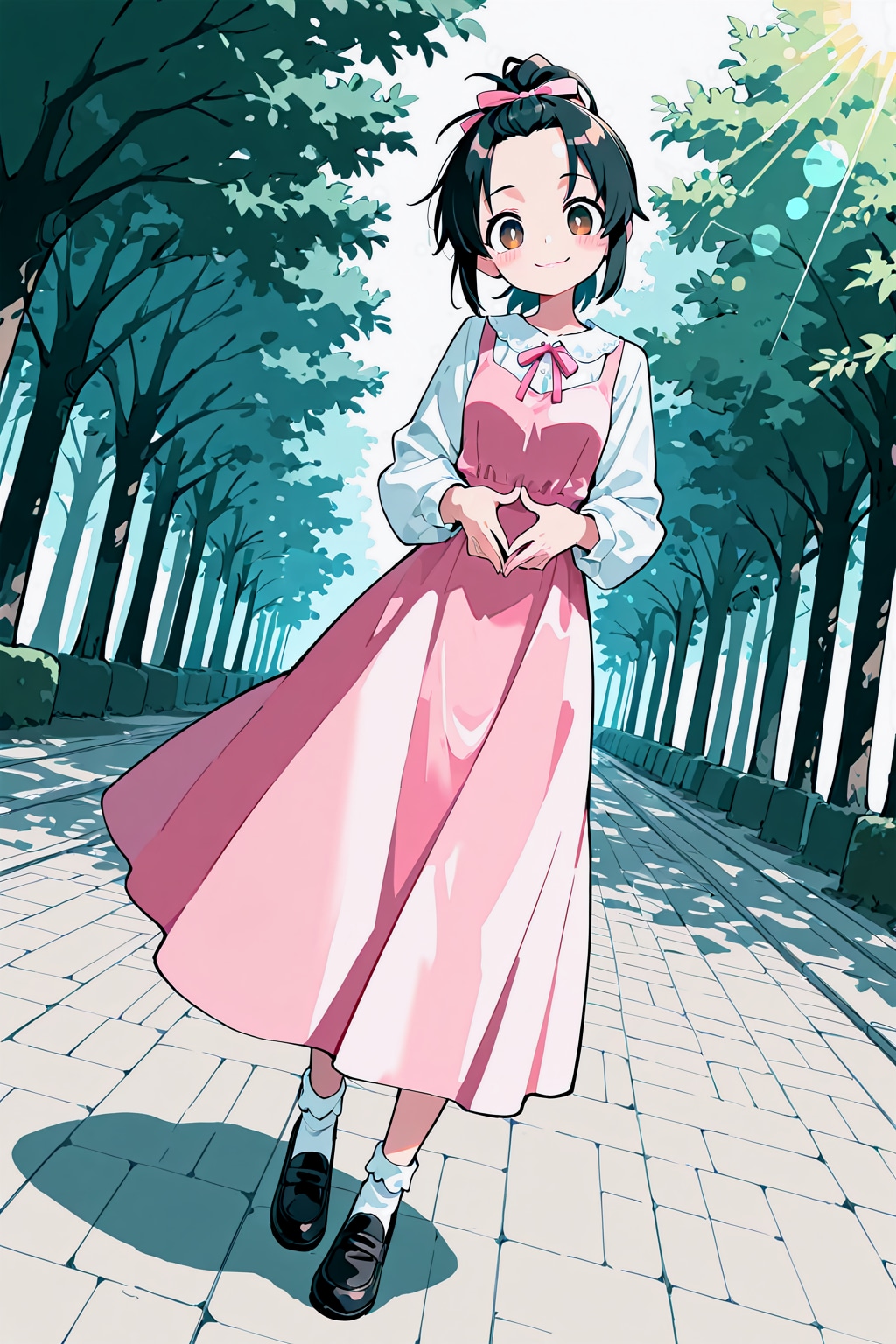 桃花とロングスカート