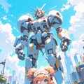 ガイナ立ちのちびキャラと巨大メイドロボット：壮大な未来都市の物語 5枚目