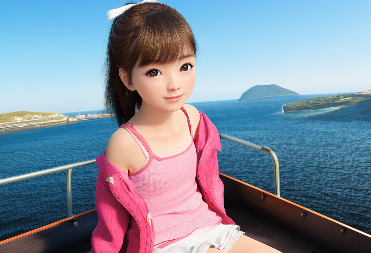 海上、甲板でくつろぐ。
