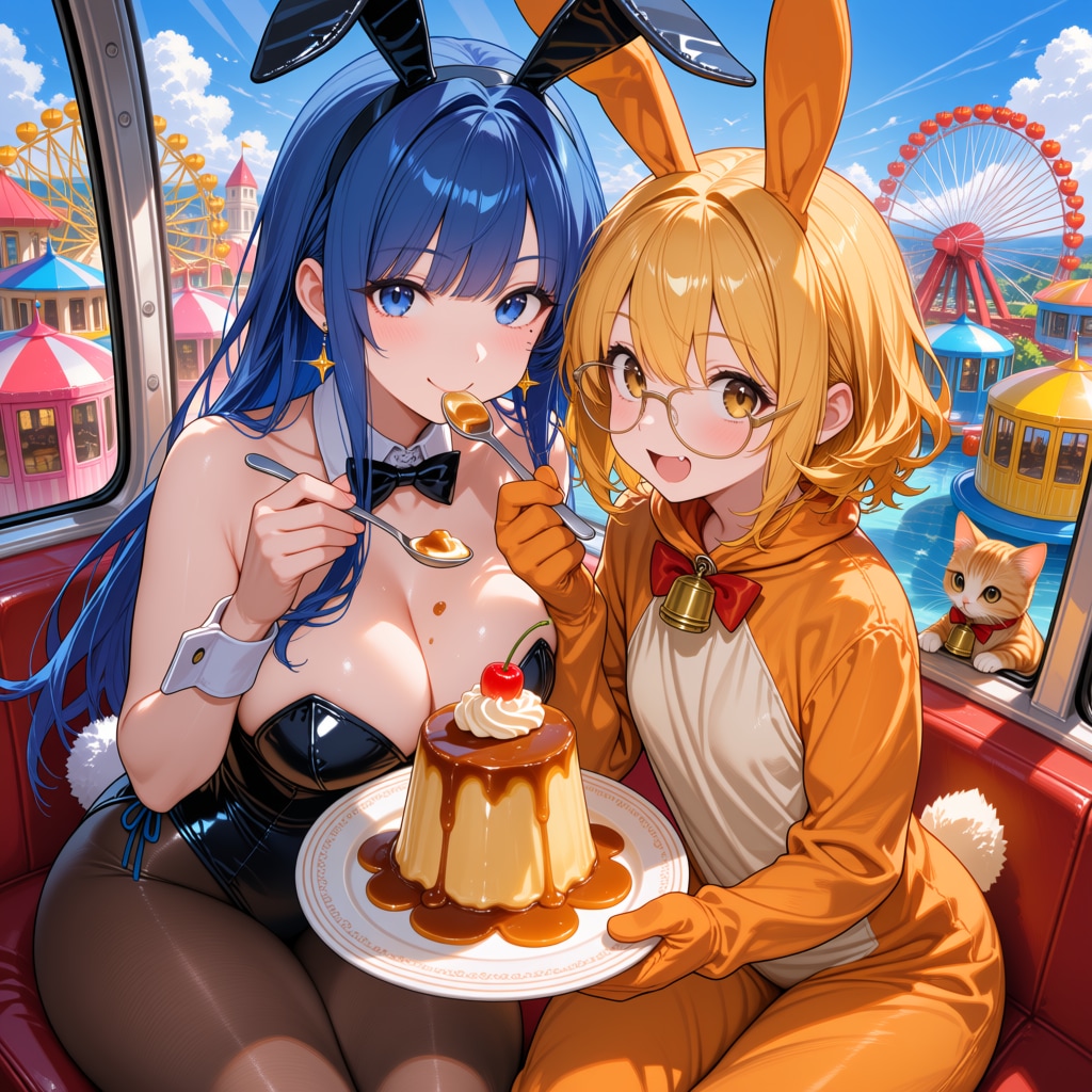 あいの観覧車でプリンもぐもぐタイム | の人気AIイラスト・グラビア